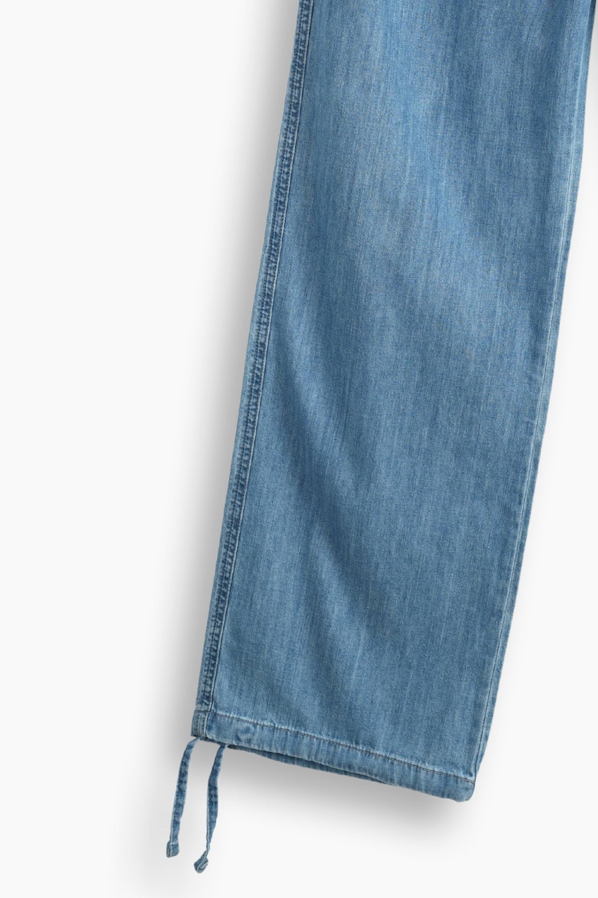 Mid-Rise Drawcord Wide Leg Trousers