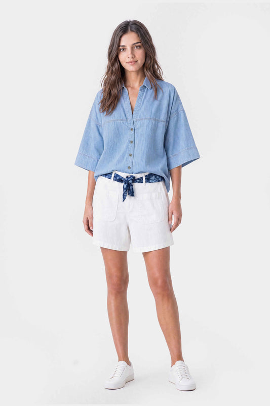 Stretch Patch Pocket Shorts White