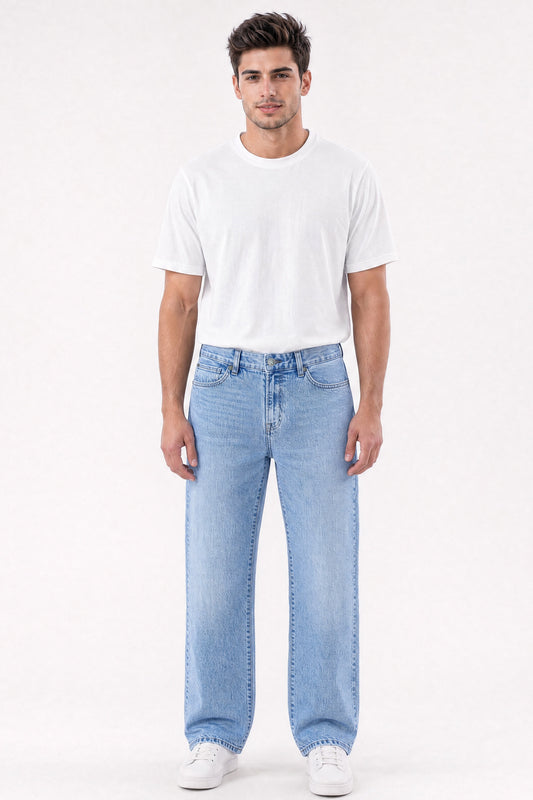 Loose Straight Fit Jeans Light Blue