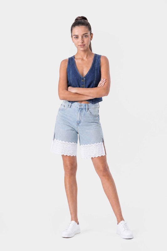Relaxed Straight Fit Lace Jeans