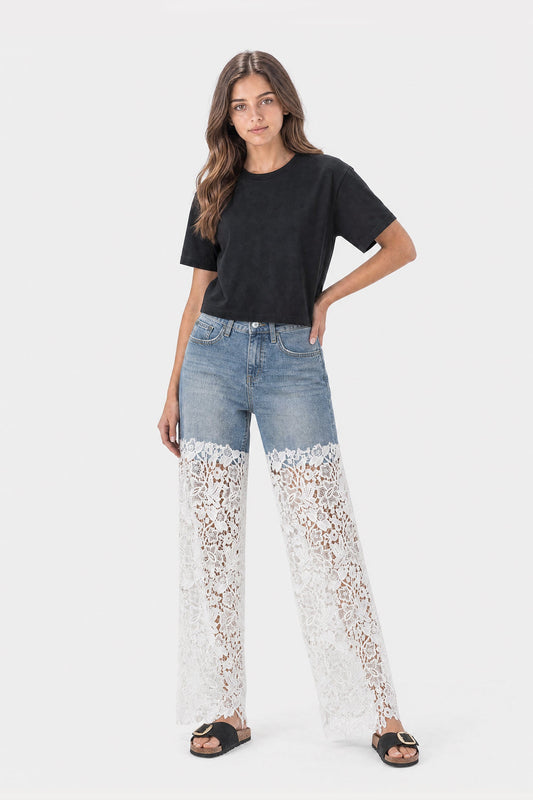 Wide Leg Lace Jeans