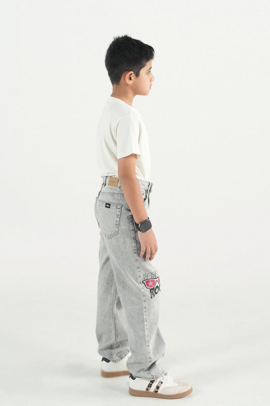 Grey Graphic Wide Leg