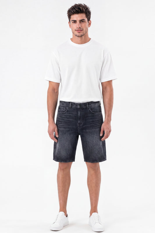 Baggy Denim Carpenter Shorts Black