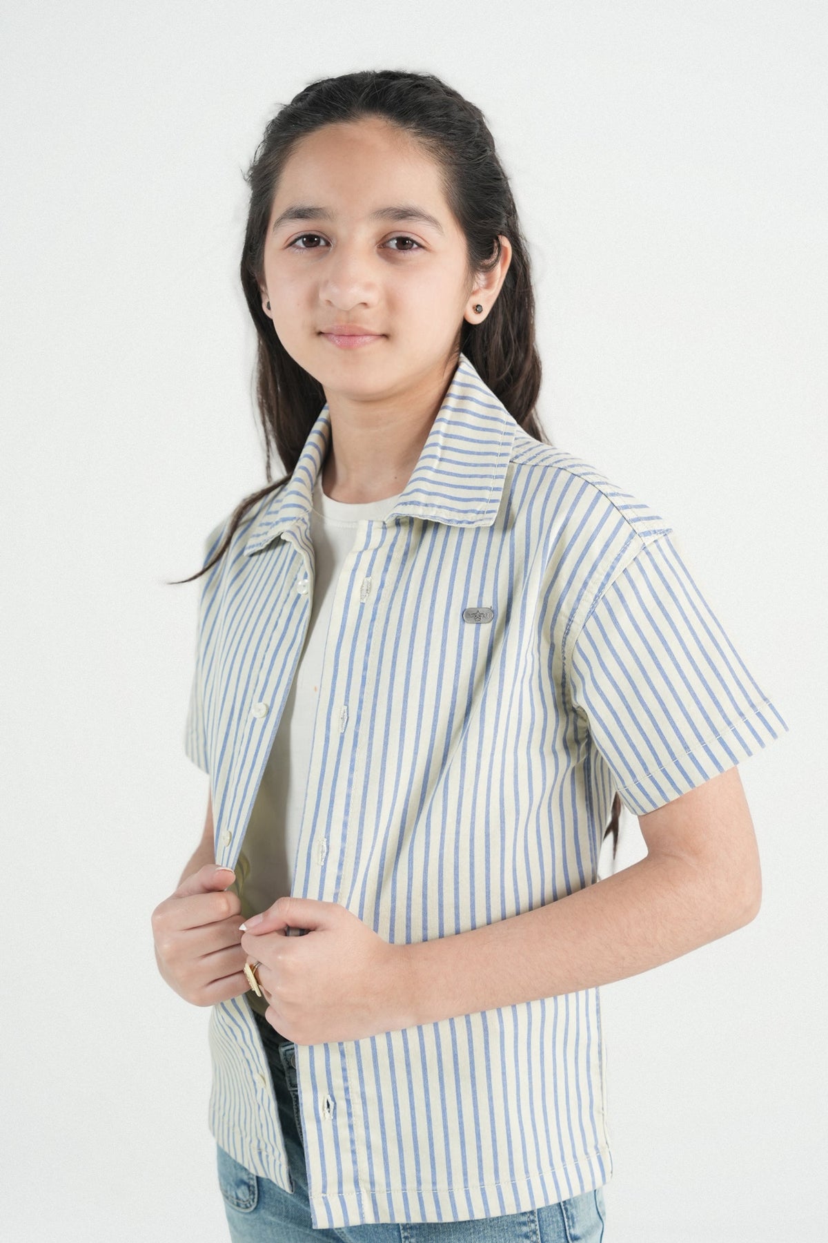 Button Down Summer Stripe Shirt – White