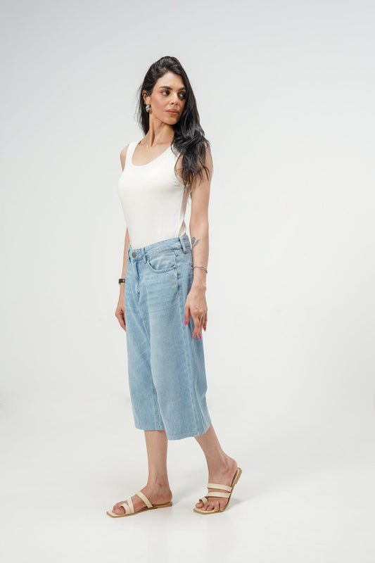 Light Blue Baggy Denim Capri shop at Rockstar Jeans