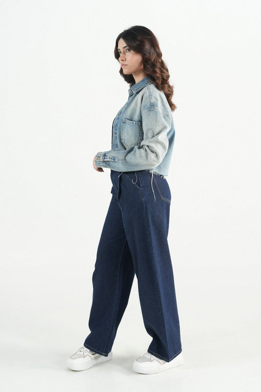 Vintage Crop Raw Edge Shacket