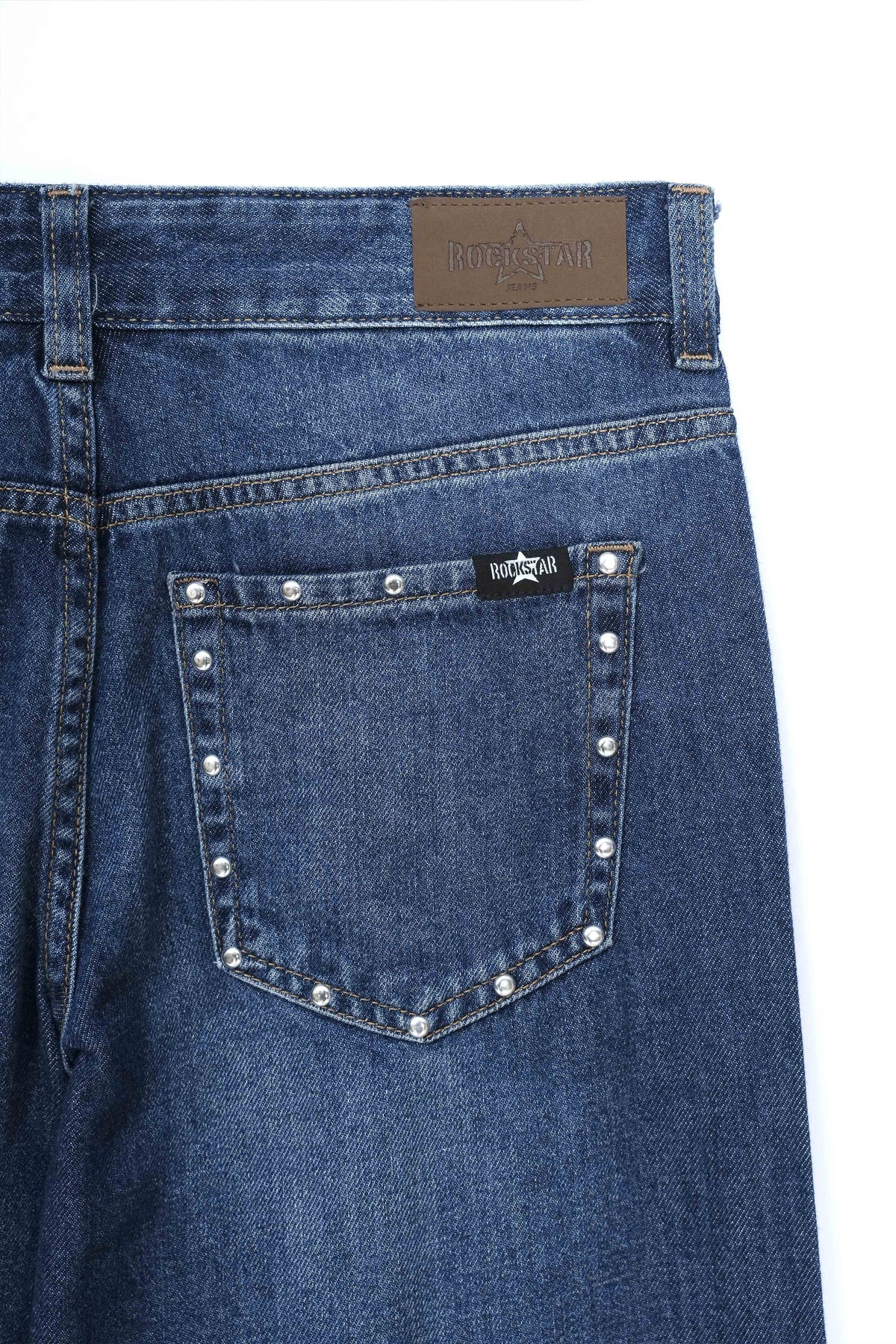 Mid Rise Wide Leg Stud Jeans