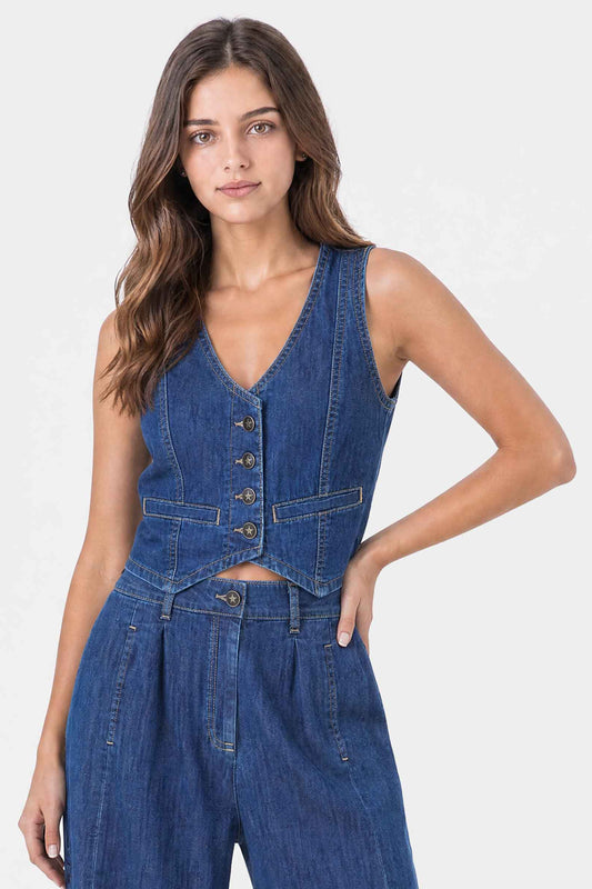 Lightweight Denim Limited Vest  Dark Blue