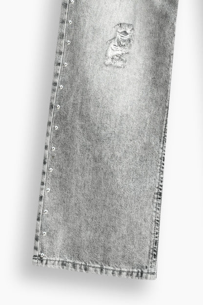 Wide Leg Studded Jeans