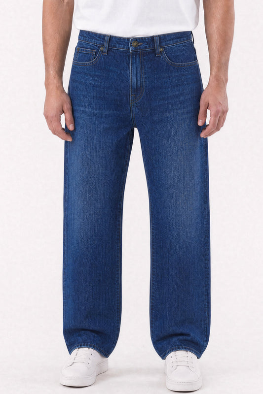 Loose Straight Fit Jeans Dark Blue