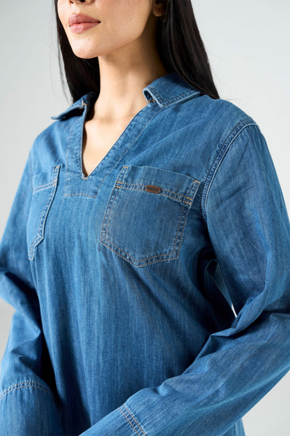Blue Cropped Dress shop at rockstar jeans
