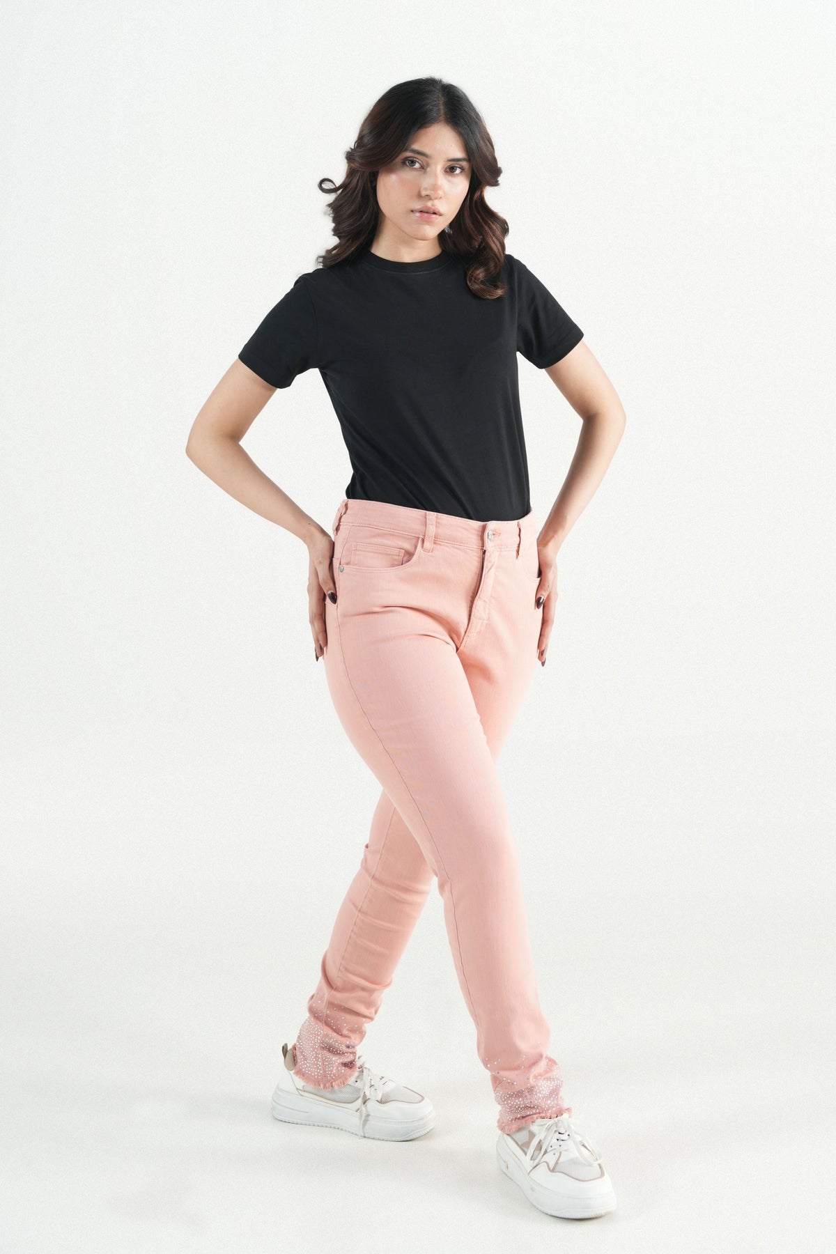Crystal Hem Peach Pant