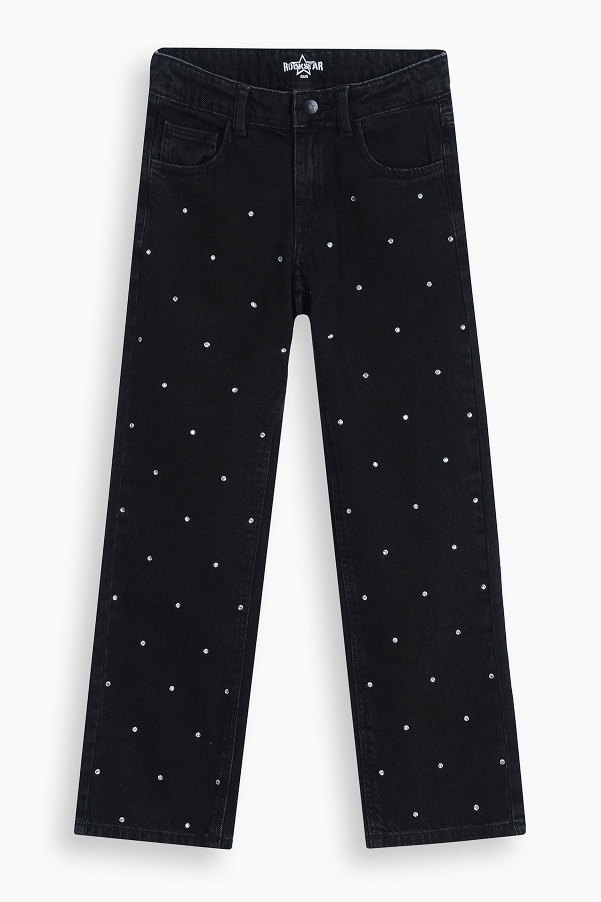 Straight Fit Rhinestones Jeans