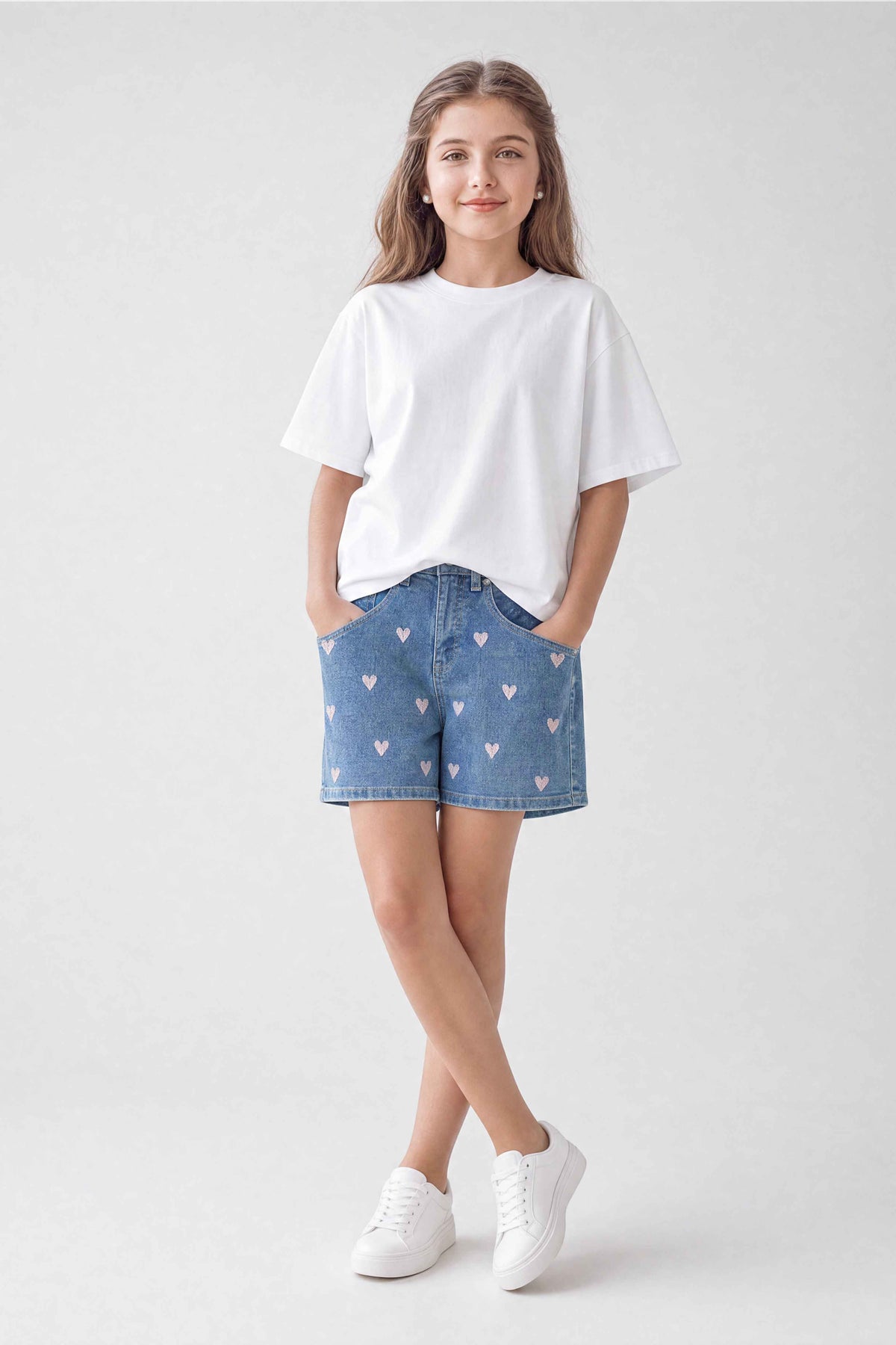 Heart Embroidery Shorts