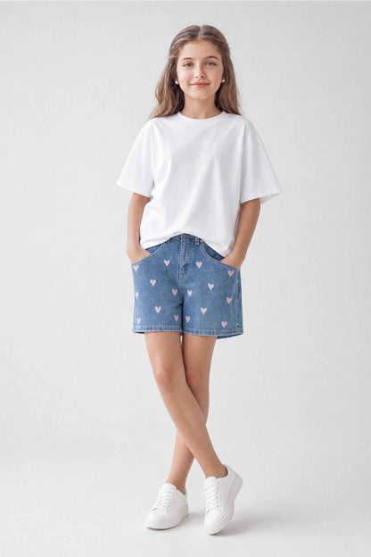 Heart Embroidery Shorts