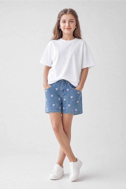 Heart Embroidery Shorts