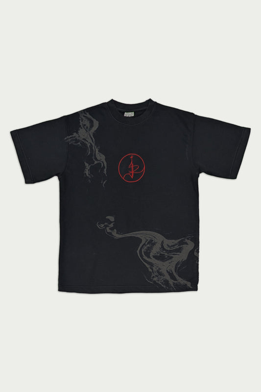 Smoky Print With Embroidery  Oversized T-Shirt