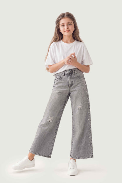 Wide Leg Studded Jeans