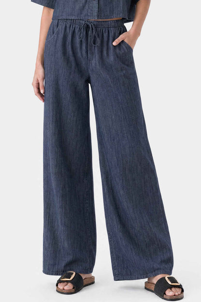 High Rise Wide Leg Trouser Jeans Dark Blue