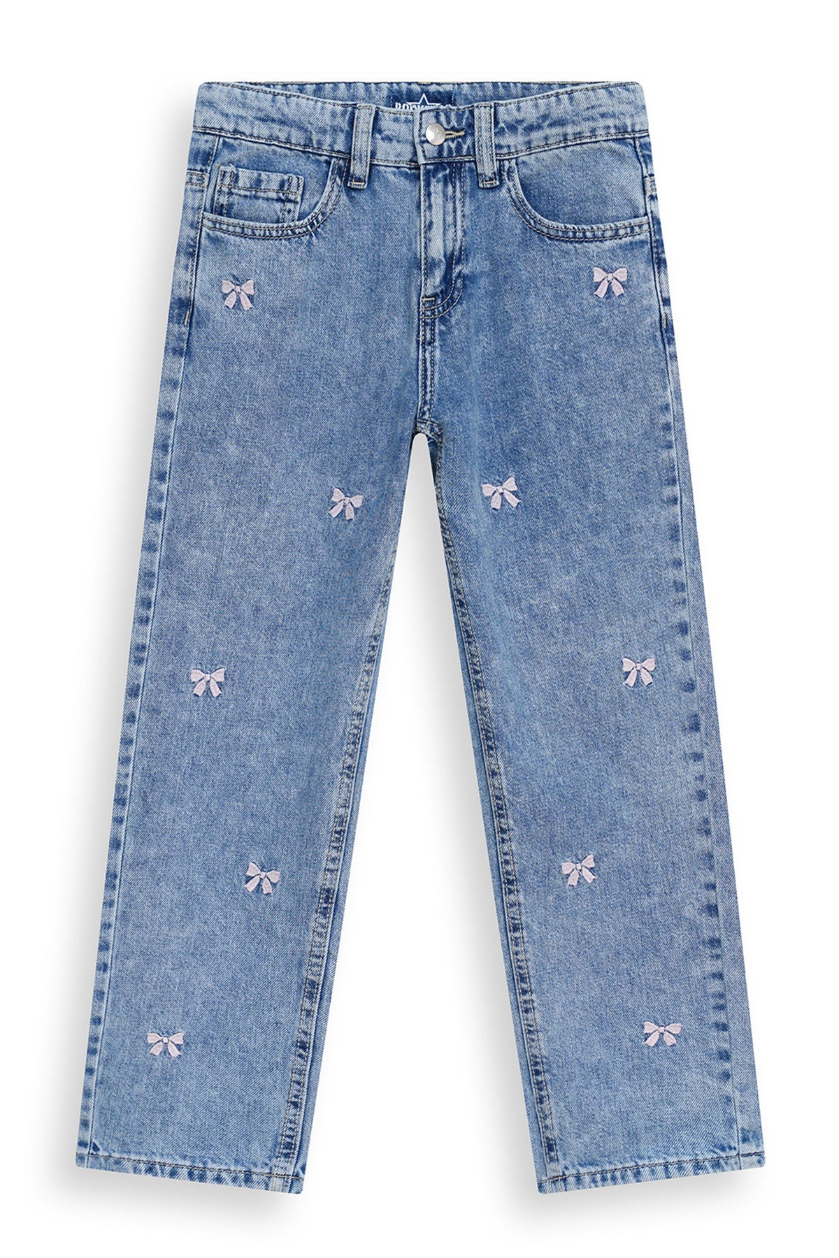 Mom Fit Embroidery Baggy Jeans