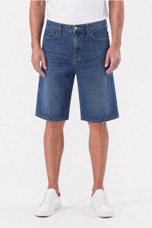 Baggy Denim Carpenter Shorts Dark Blue