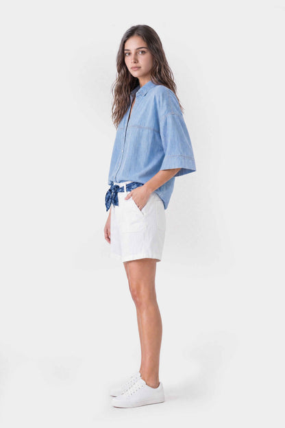 Stretch Patch Pocket Shorts White