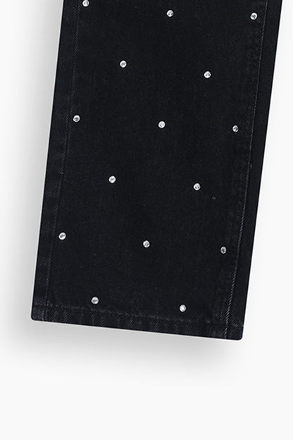 Straight Fit Rhinestones Jeans