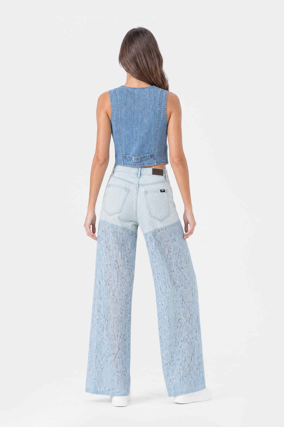 Vintage High Rise Wide Leg Lace Jeans