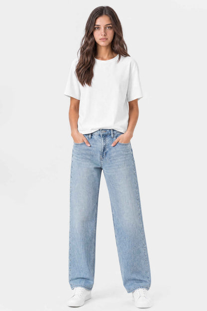 High Rise Wide Leg Stud Jeans