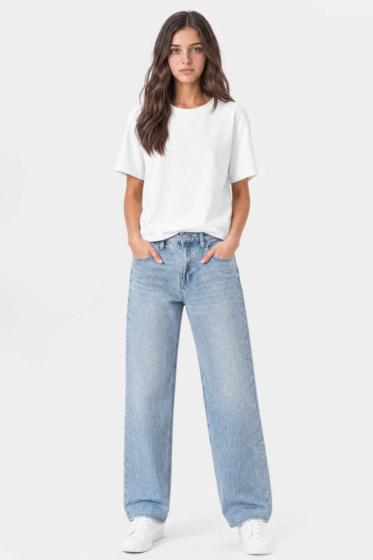 High Rise Wide Leg Stud Jeans