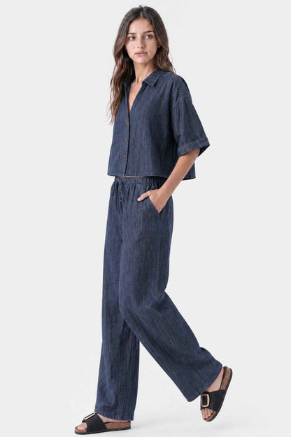 High Rise Wide Leg Trouser Jeans Dark Blue