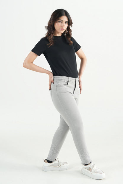 Crystal Hem Grey Pant