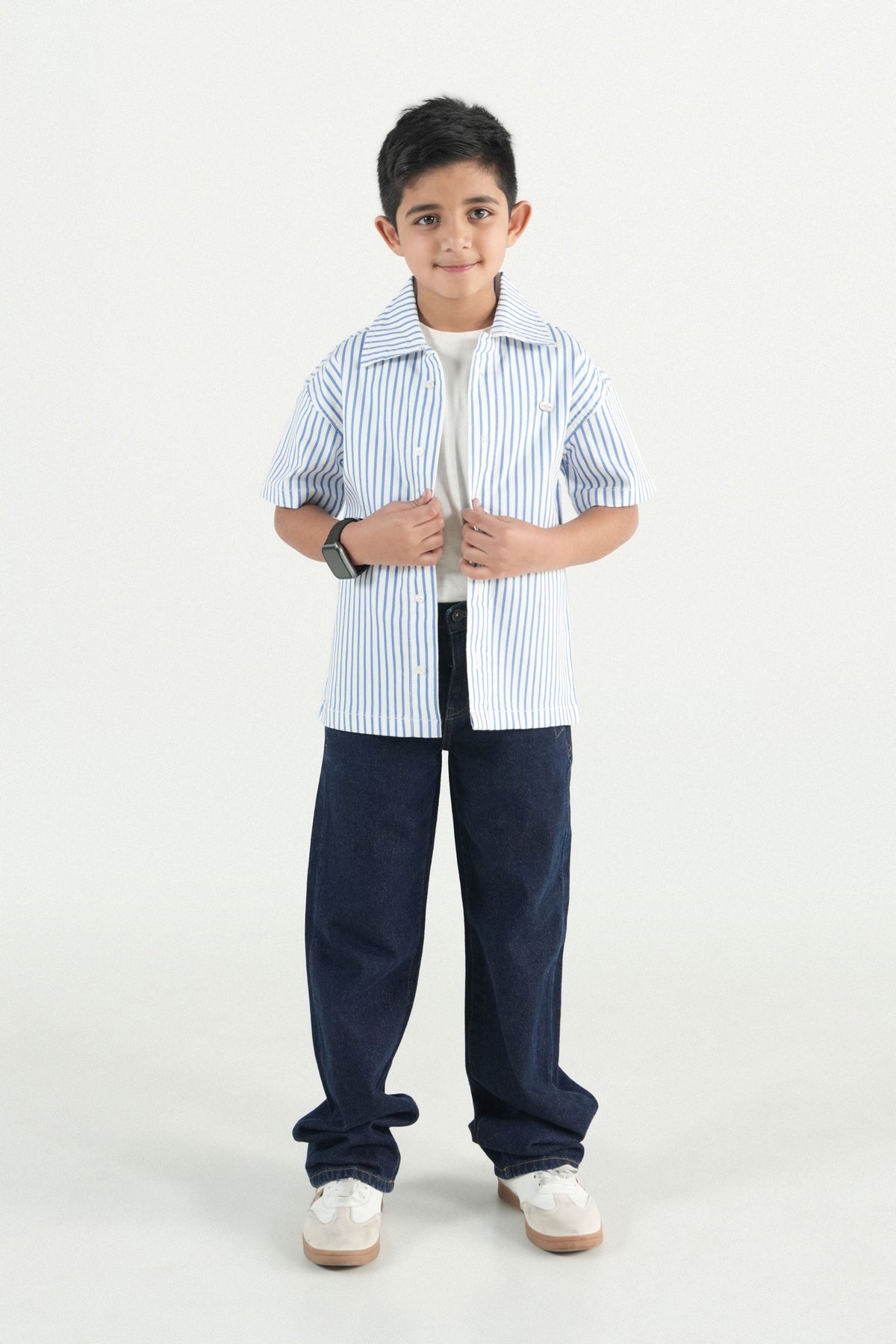 Summer Stripe Button Down Shirt- White