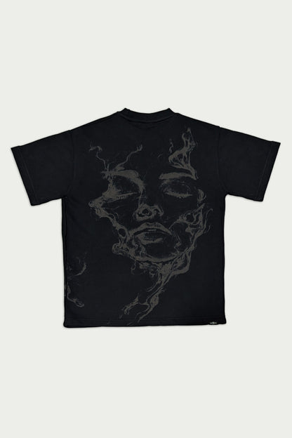 Smoky Print With Embroidery  Oversized T-Shirt