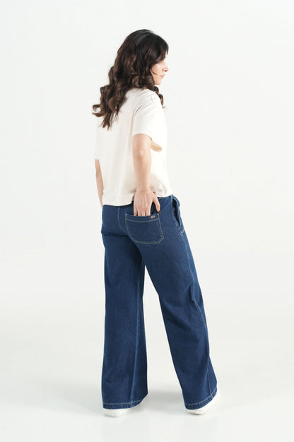 Denim Pintuck Trousers