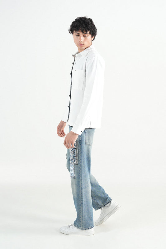 Oversized White Corduroy Shirt