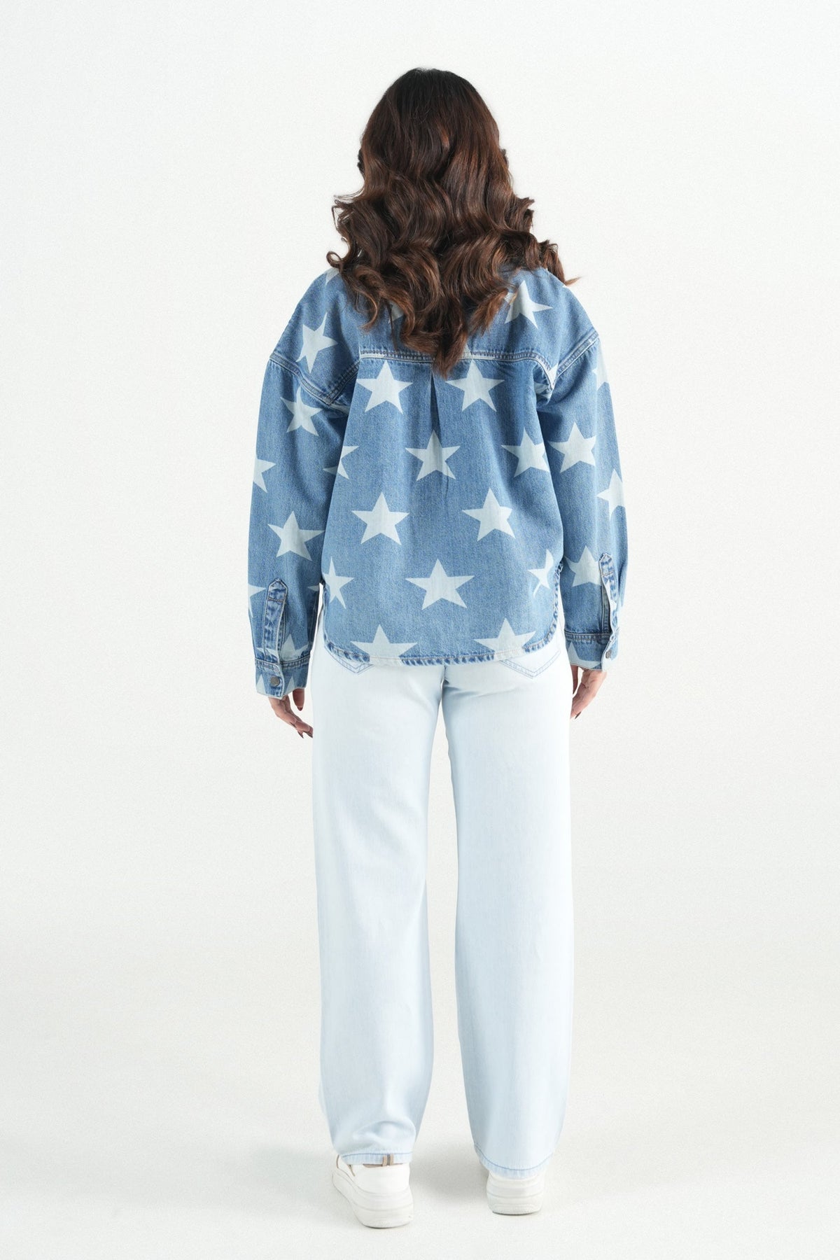 Oversized Star Light Wash Shacket