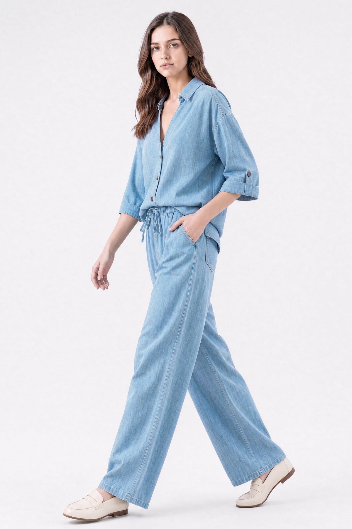 High Rise Wide Leg Trouser Jeans Light Blue