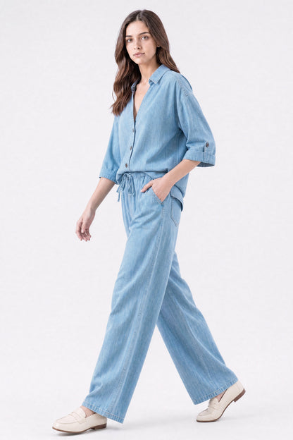 High Rise Wide Leg Trouser Jeans Light Blue