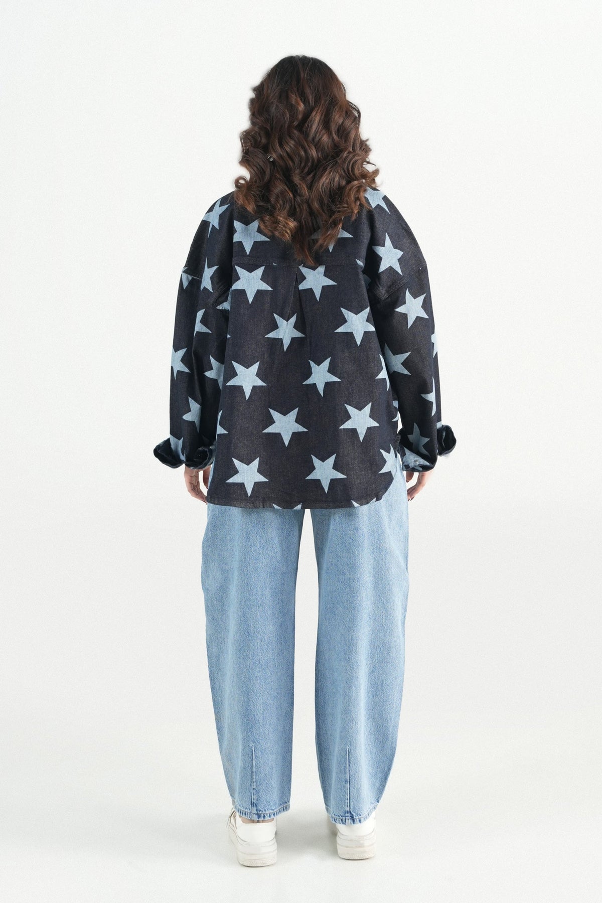 Oversized Star Dark Wash Shacket