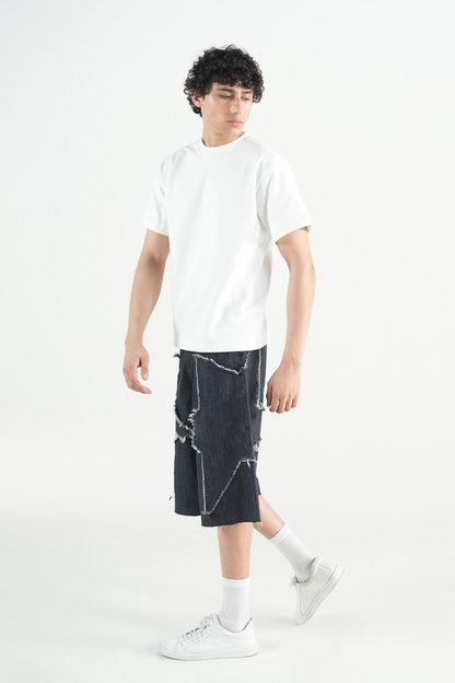 Star Patch Jorts Grey