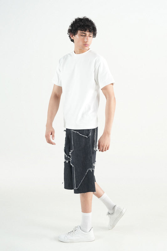 Star Patch Jorts Grey