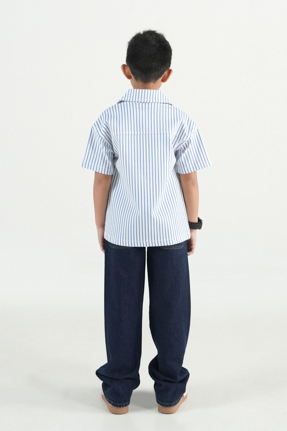 Summer Stripe Button Down Shirt- White