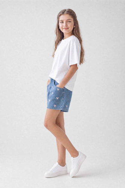 Heart Embroidery Shorts