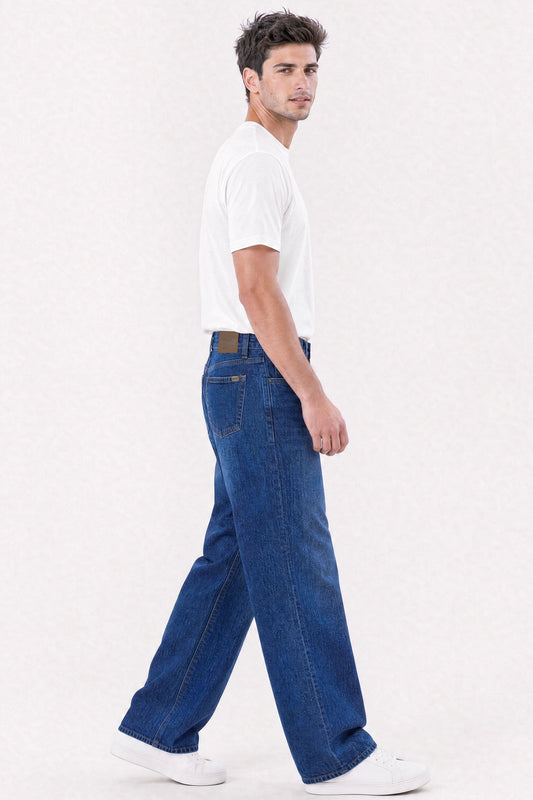 Loose Straight Fit Jeans Dark Blue