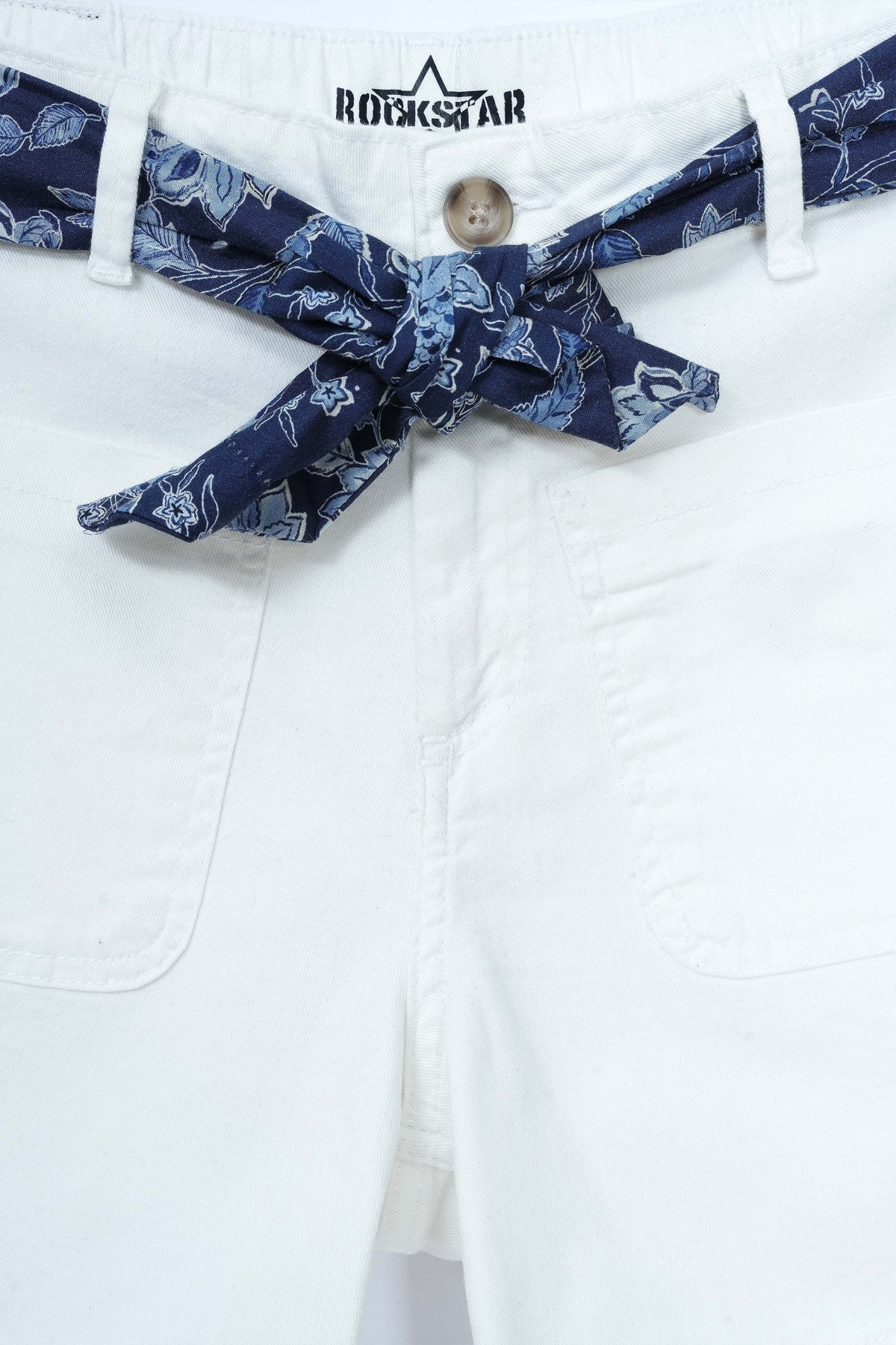 Stretch Patch Pocket Shorts White