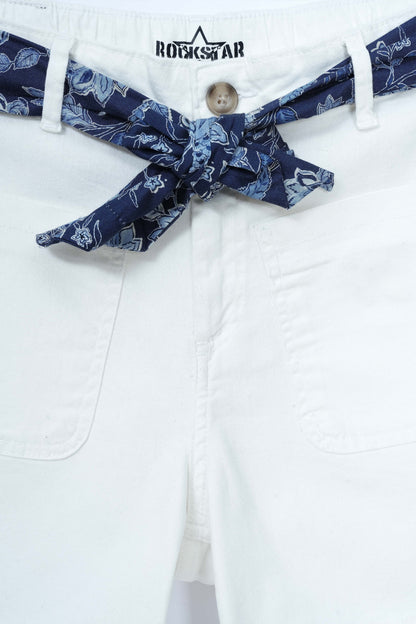 Stretch Patch Pocket Shorts White