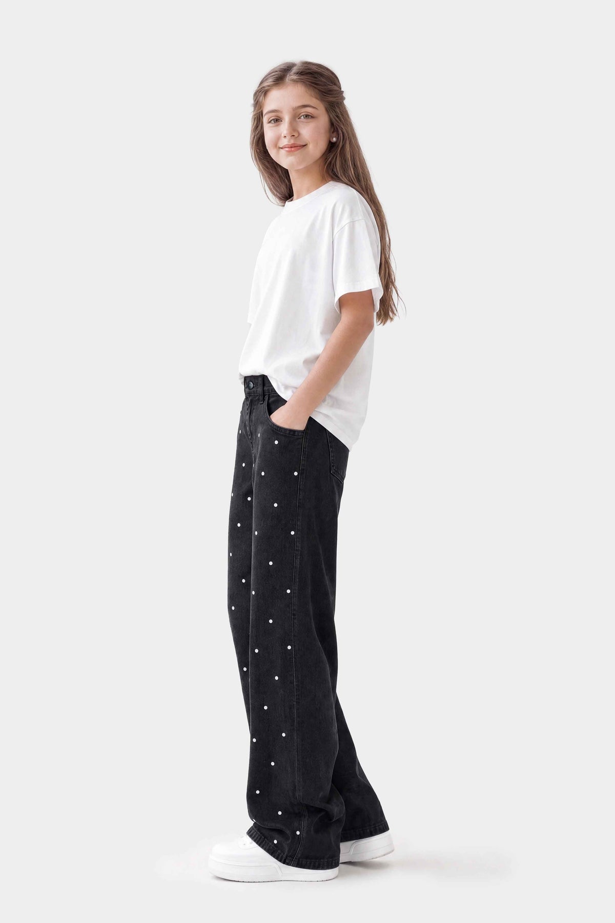 Straight Fit Rhinestones Jeans