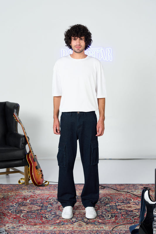 Dark Wash Baggy Cargos shop at Rockstar Jeans