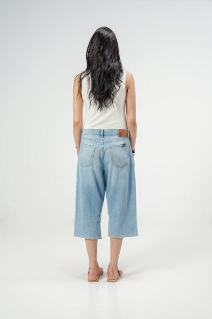 Light Blue Baggy Denim Capri shop at rockstar jeans